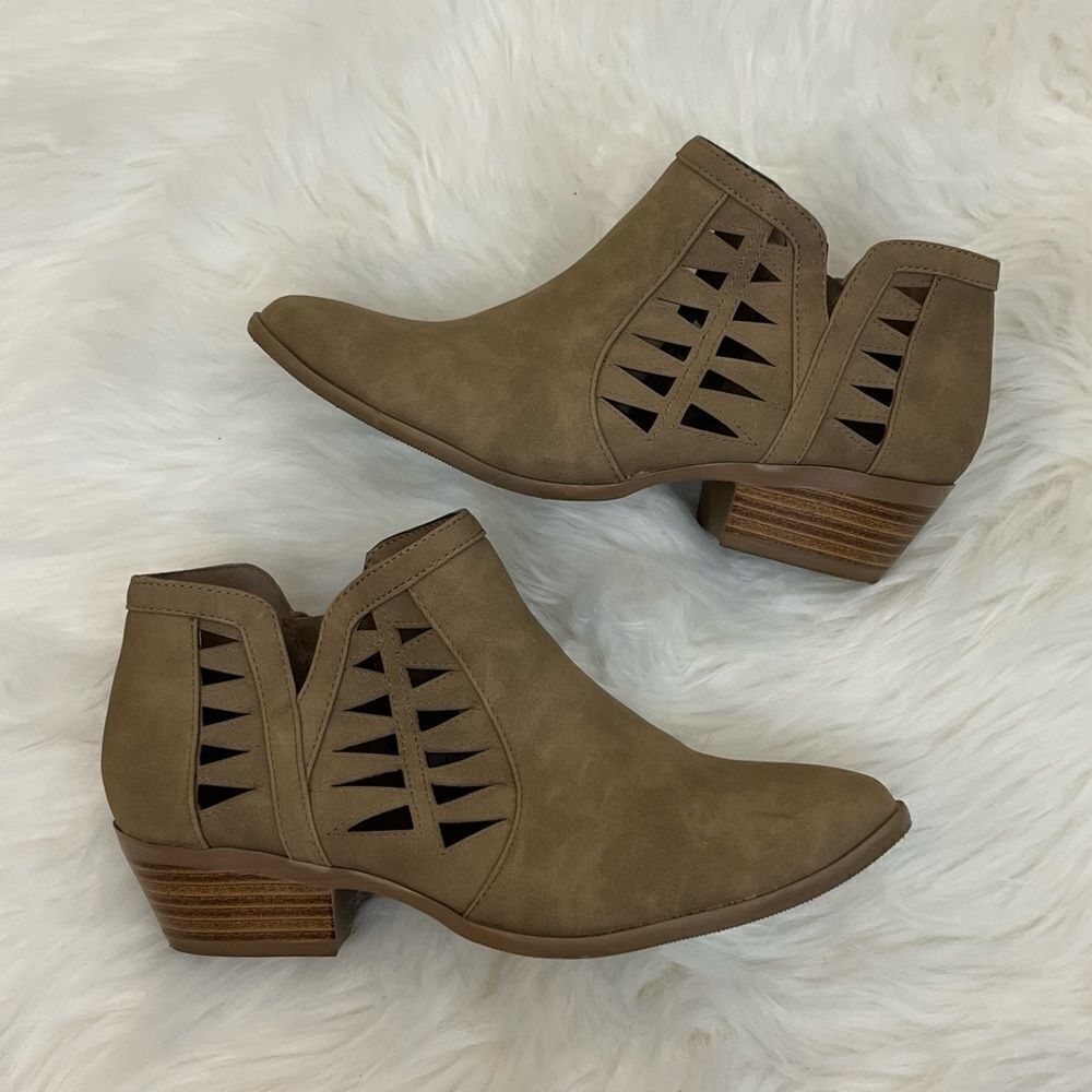 Marco Republic Oslo Tan Vegan Leather Perforated Booties 8